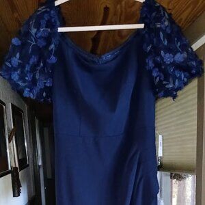 XSCAPE floor length formal dress size 14 navy blue